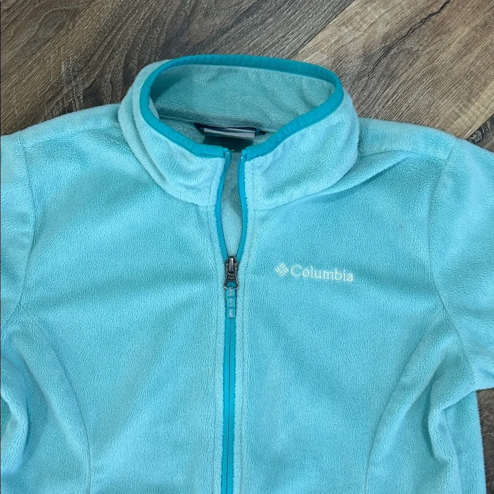 Columbia Light Blue/Turquoise Zip Fleece Jacket Girls Medium(10/12)